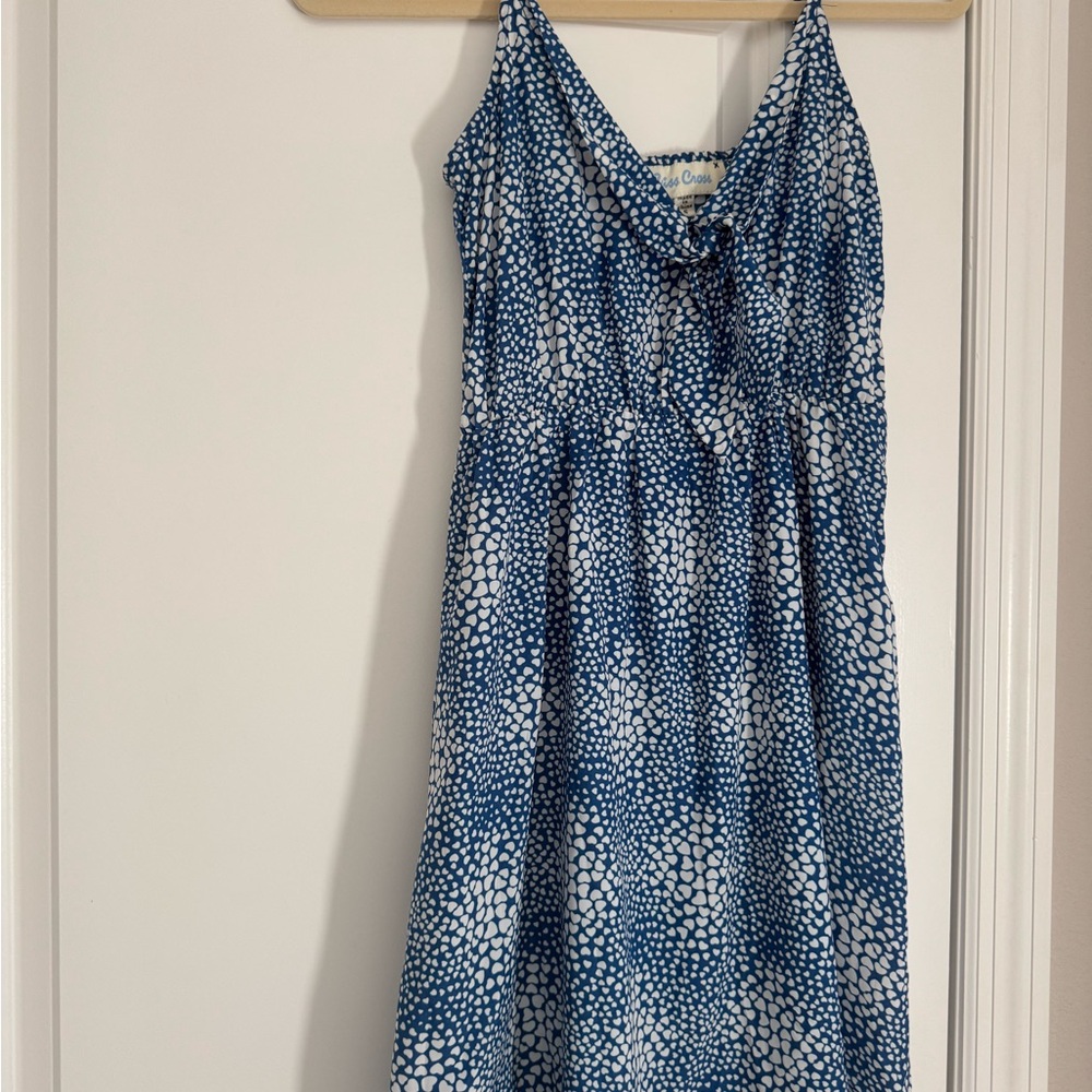 Blue and White Sleeveless Dress